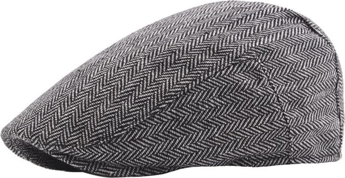 Flatcap platte pet - zwart wit visgraat design - maat 58