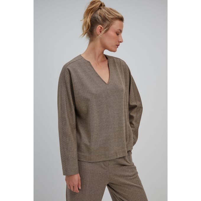 Josephine & Co Stella Top Sand Print Größe: 36 | Longsleeves Outlet | Damen | Braun