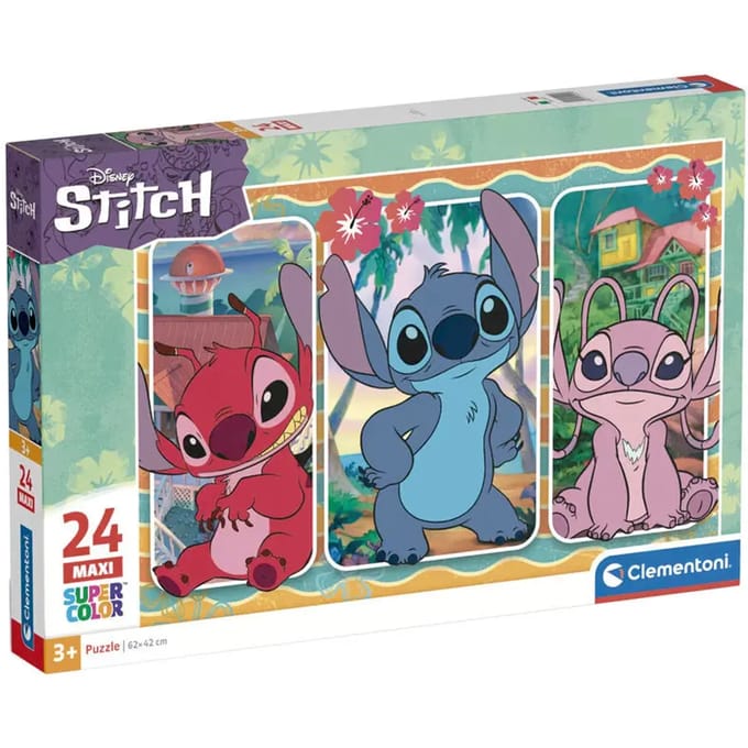 Clementoni - Puzzel - 24 Stukjes - Disney Stitch - Maxi Kinderpuzzel - Vanaf 3 Jaar