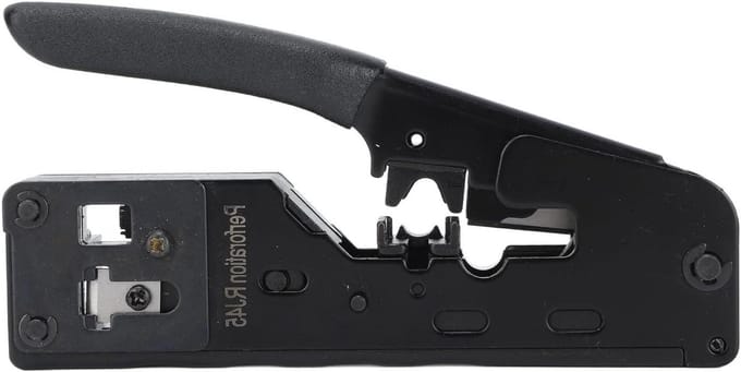 Netwerk Kabel Crimper - Ethernet Tool - Netwerk Installatie - Inclusief Tester - 50 Connectoren - Grijs