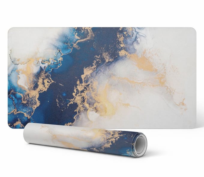 Moderne bureauonderlegger voor thuiswerken, abstract golfmotief, 100x50 cm