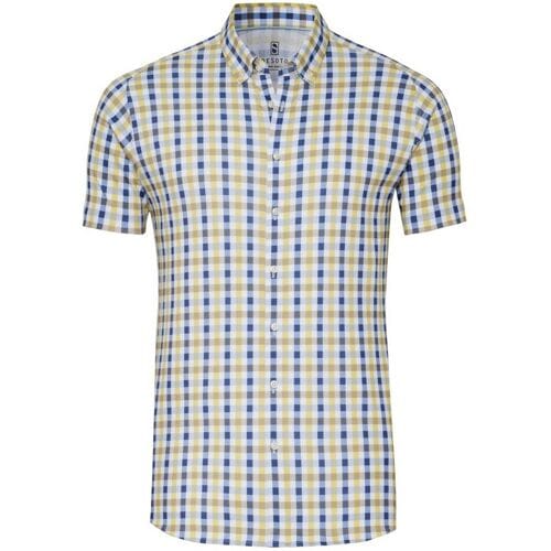 Desoto Overhemd Allover Multi Check Short Sleeve Blauw-Geel / male