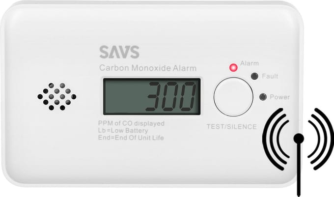 SAVS C10-W Draadloos koppelbare koolmonoxidemelder - LinkSmart® - Optioneel WiFi - LCD Display - CO melder