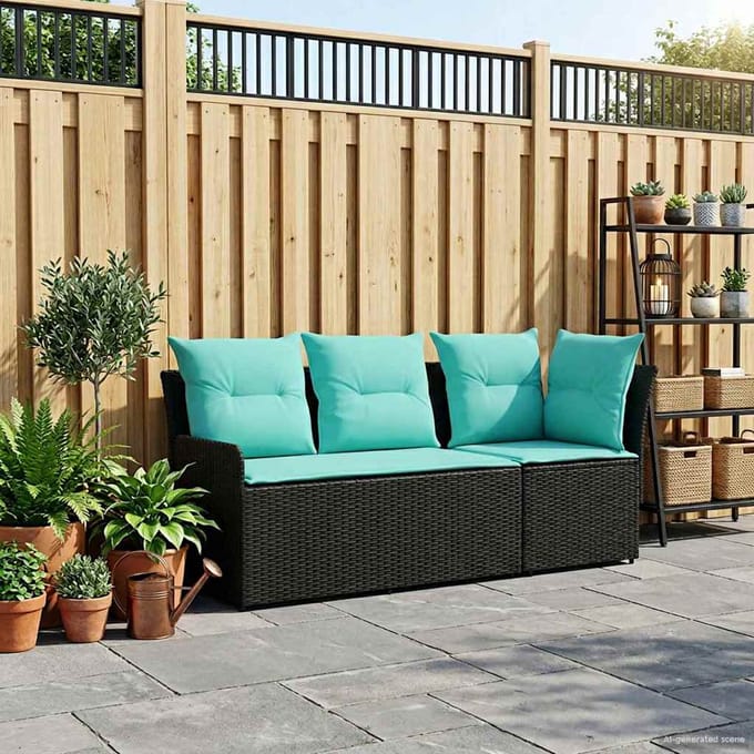 vidaXL - 2 - st - Tuinstoel - met - Armleuning - en - Hoekbank - PE - Riet