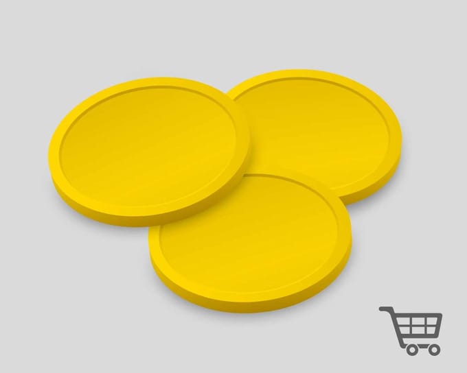Blanco Winkelwagenmunten 23mm / Betaalmunten (per 250 stuks) - GEEL