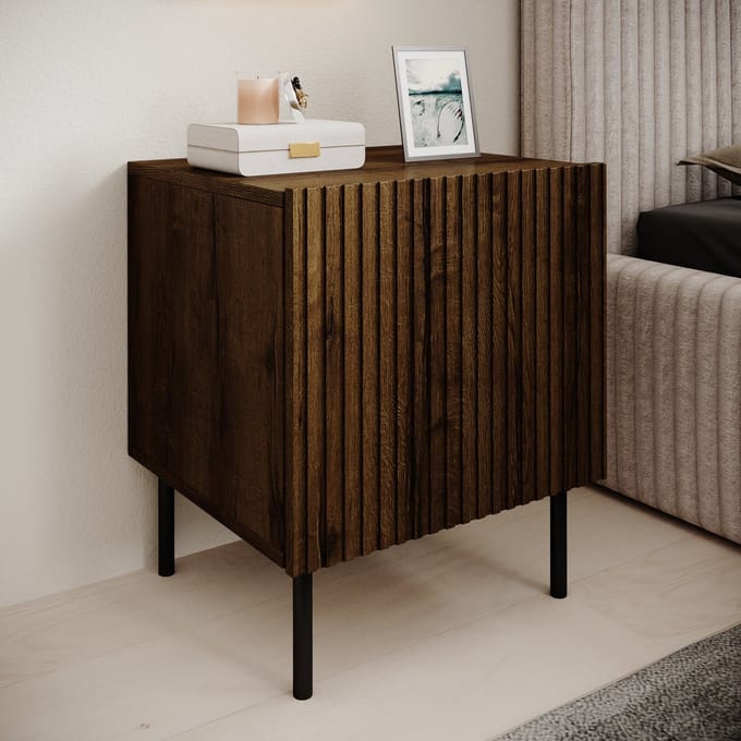 Meubella - Nachtkastje Tartagal - Donkerbruin eiken - 45 cm - Set van 2