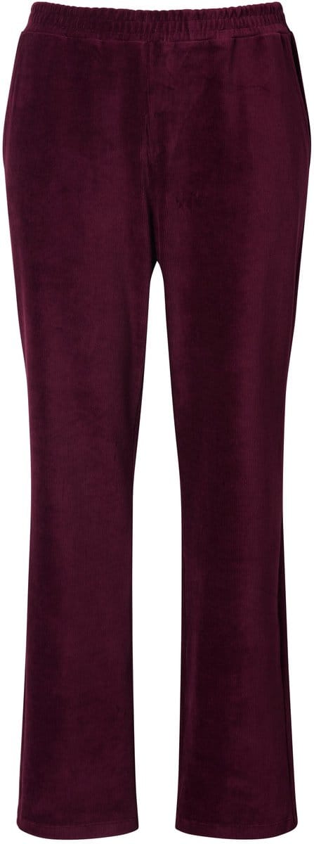 Ulla Popken - Dames - Corduroy broek Ruby rechte pijpen elastische tailleband - Pruim - Maat 62+