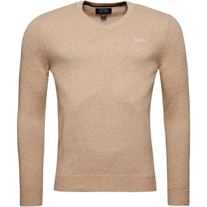 Superdry - Gebreide Essential trui met V-hals en borduursel - Heren - Sweaters
