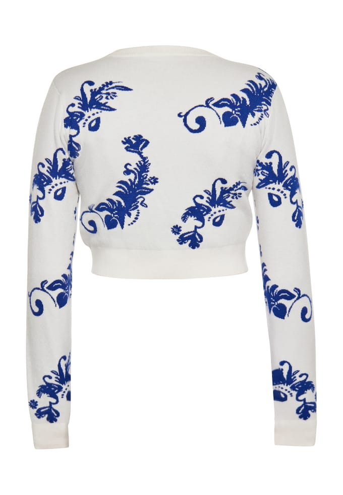 IZIA Jumper Dames Wol Wit Blauw