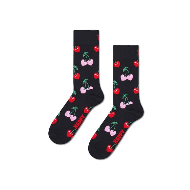 Happy Socks Dames Sokken Kers Hartjes Valentijn 2-Pack Zwart - Maat 36-40