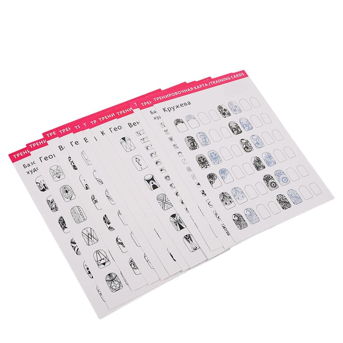 Nagel Trainingsmat Stereograaf Wasbaar Herbruikbaar Multi Nagelvormen 12 Modi Nail Art Oefenblad white