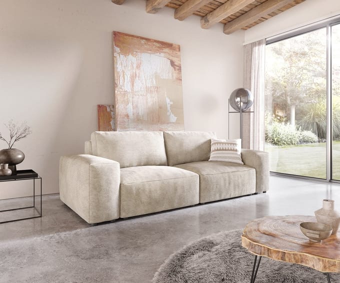 Big-sofa Lanzo ribcord beige 230x95 cm