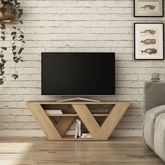 TV Meubel - Stijlvol Eiken - 110x40x30cm - Duurzaam Melamine