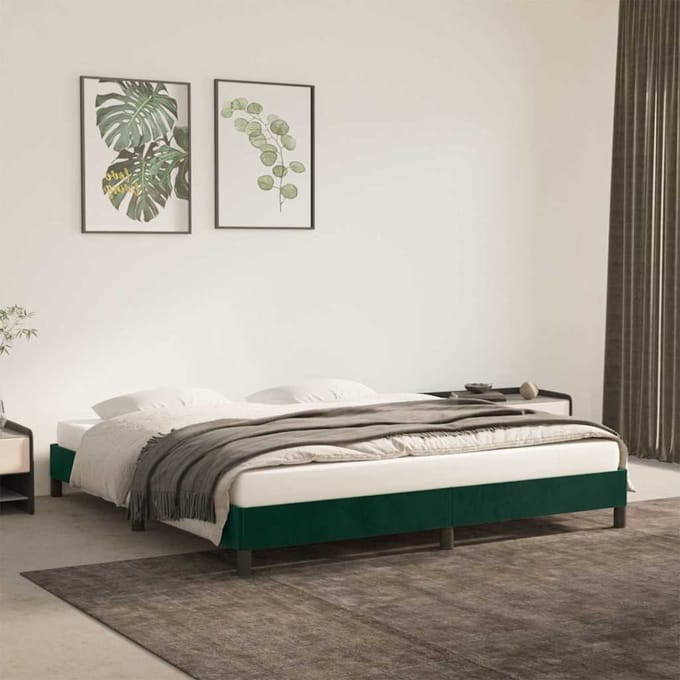 vidaXL - Bedframe - zonder - matras - 160x200 - cm - fluweel - donkergroen