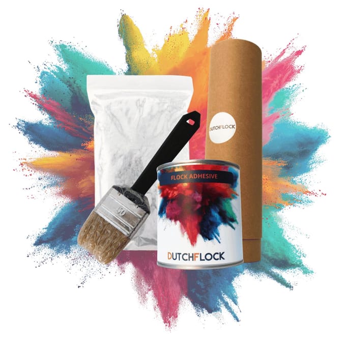 Flocking Kit Wit Medium | 200gr. flocking poeder - 250ml flock lijm - applicator - kwast