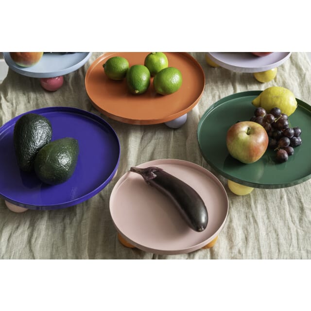 Present Time - Dienblad Double Funky Rond Large - Cobalt blue & soft pink