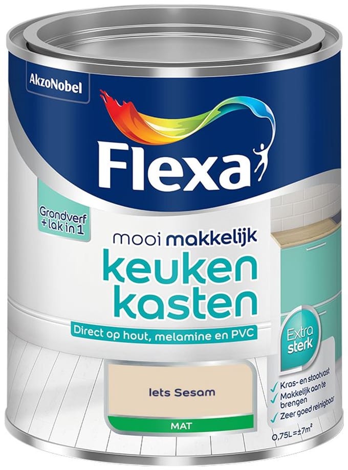 Flexa - Mooi Makkelijk Keukenkasten Mat - Iets Sesam - Mengverf - 750 Ml