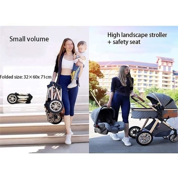 Opvouwbare Kinderwagen - Multifunctioneel - Kaki - 3-in-1 - Ergonomisch - Duurzaam Aluminium kaki