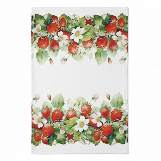 Ambiente Theedoek Juicy Strawberries wit rood 70x50cm