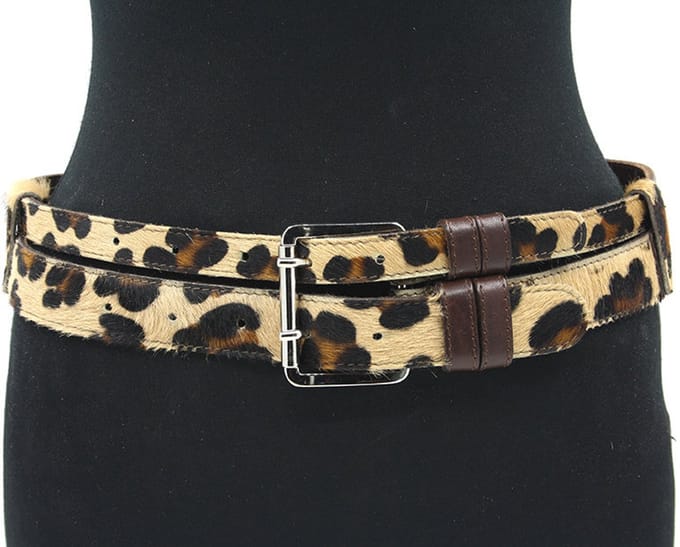 Dames heupriem bruin luipaard - 3 cm breed - Leer - Brede riem - Fashion statement - Maat 90