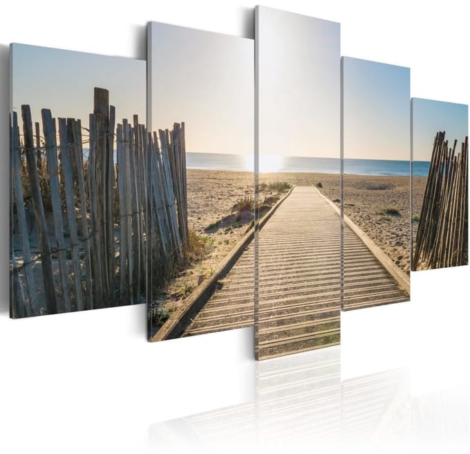 Schilderij - Herinneringen aan het strand III, 5 luik