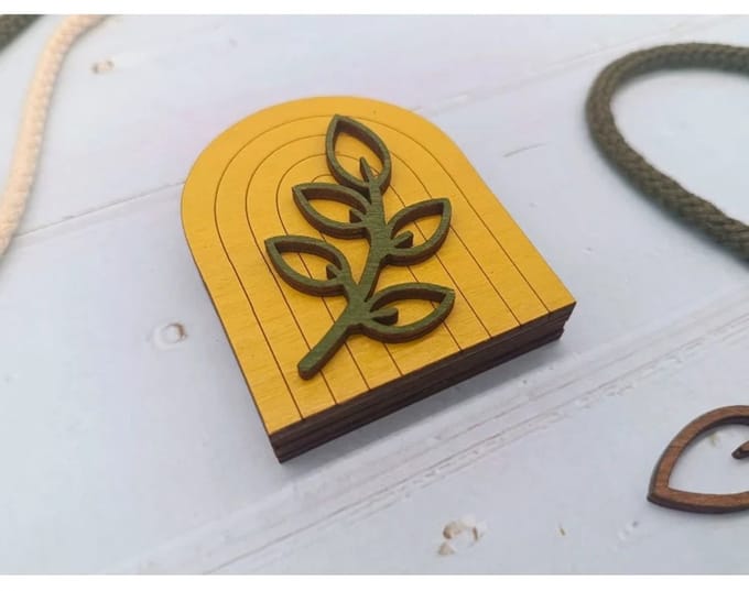 Houten Naaldendoosje Boho Geel - kind fox