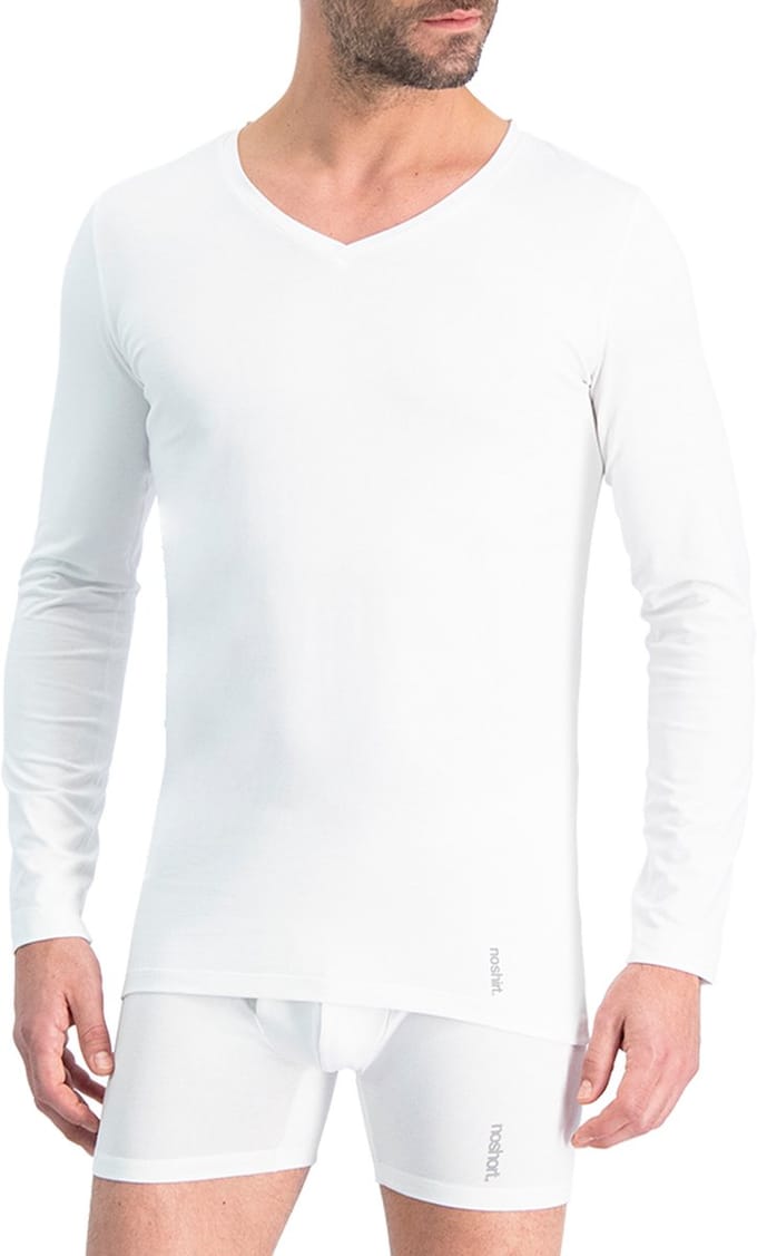 Noshirt Long Sleeve Original - Ondershirt - Reguliere V-Hals - Katoen - Wit - M