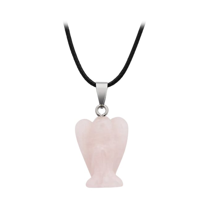 Bixorp Gems Rozenkwarts Engeltje Ketting - Edelstenen Engel aan koord