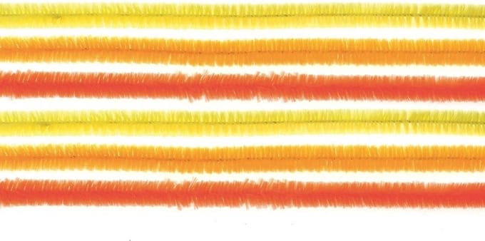 Chenilledraad - 30x - oranje/geel - 50 cm - hobby/knutsel materialen