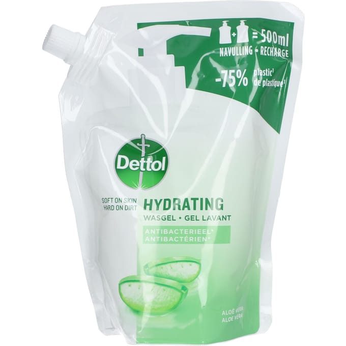 Dettol Hydrating Wasgel Antibacterieel Aloë Vera Navulling 500 Zeep