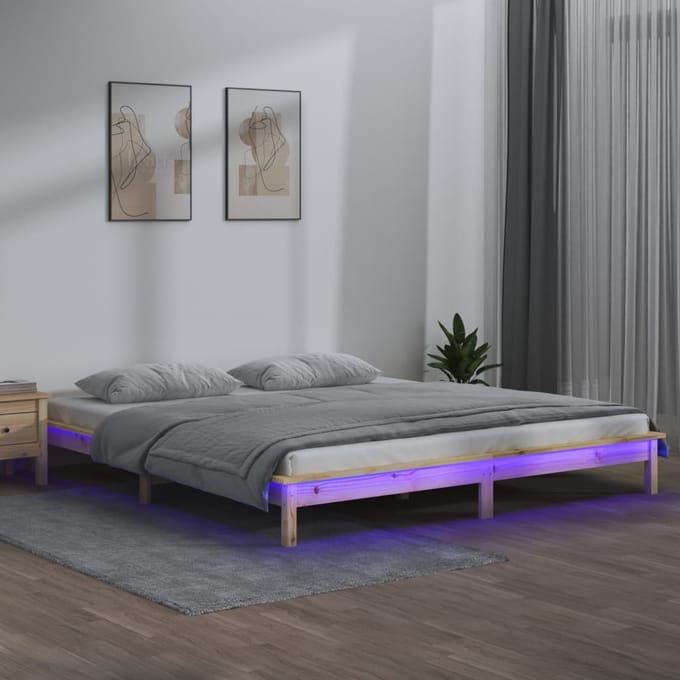 vidaXL - Bedframe - LED - massief - hout - 120x200 - cm