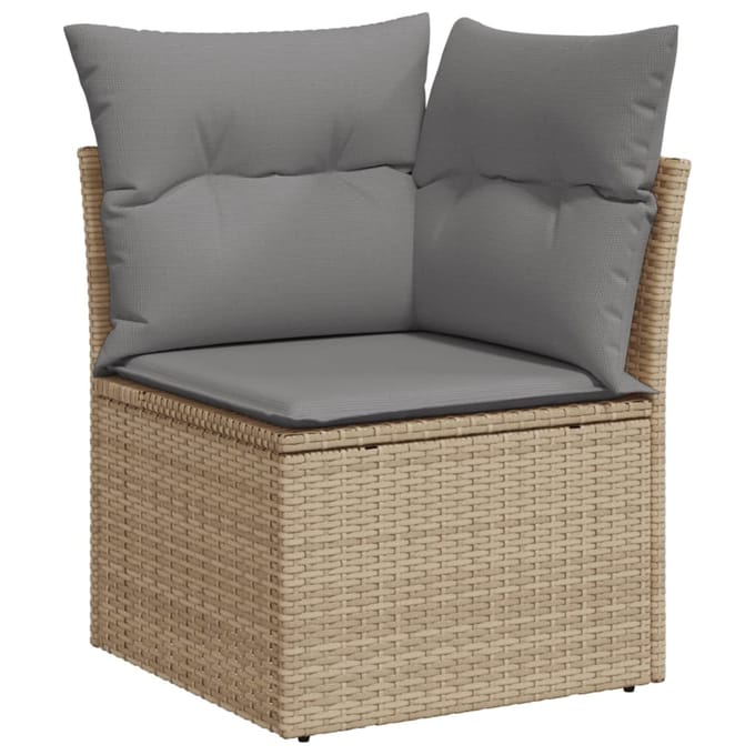 vidaXL - 11-delige - Tuinset - met - kussens - poly - rattan - beige