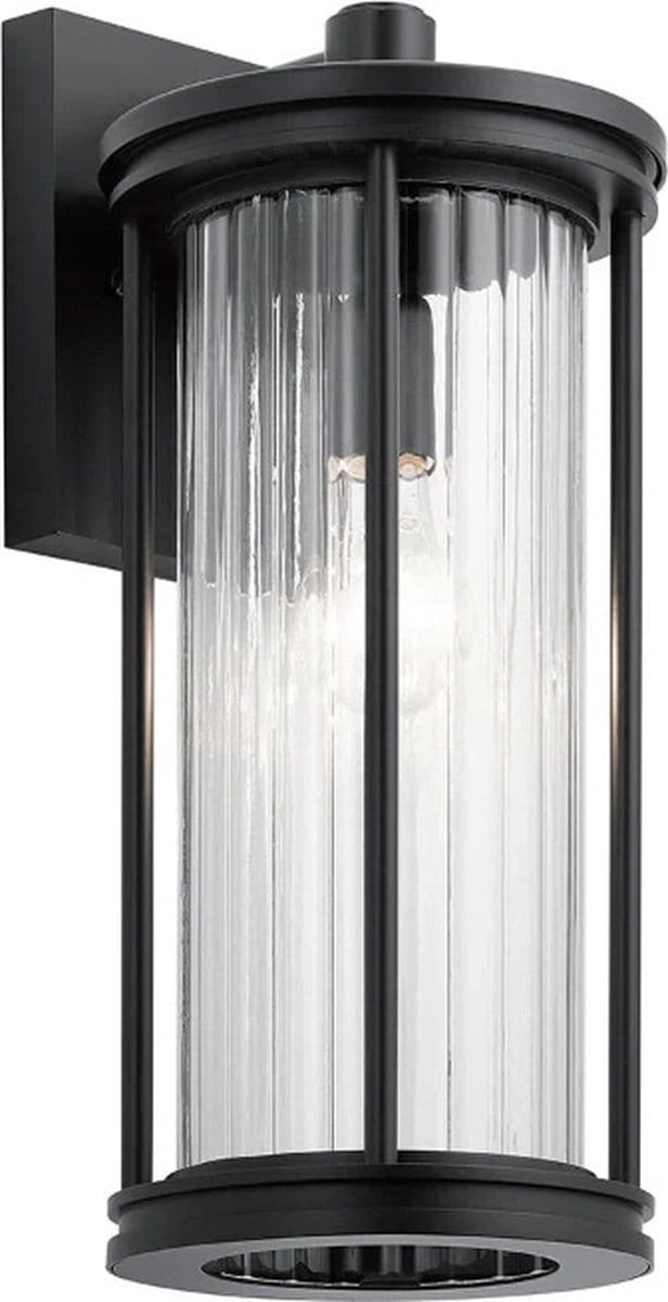 Kichler LED Wand Buitenlamp Barras | 1X E27 Max 40W | IP44 | Dimbaar | Black