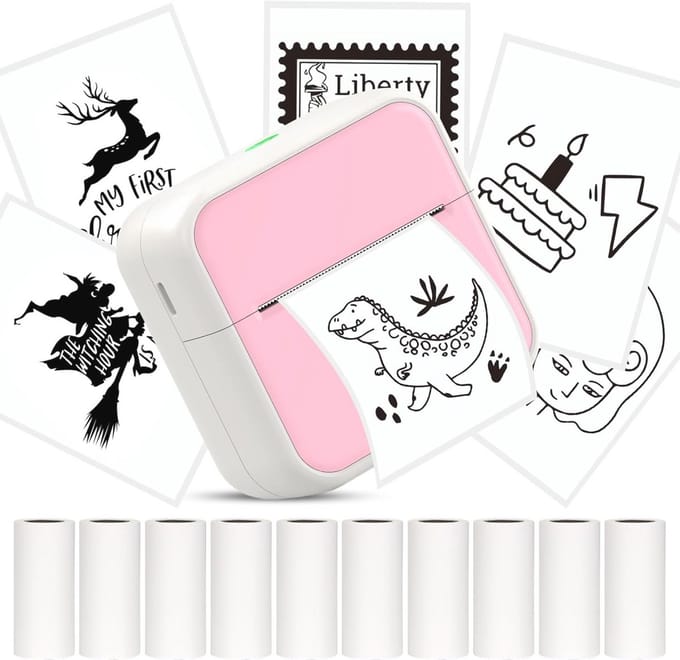Draagbare Fotoprinter - Zakprinter voor iOS en Android met 10 Rollen Printerpapier
