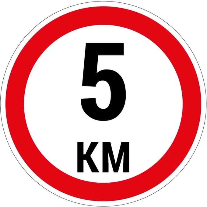 5 km bord | gecoat dibond materiaal | 40 cm