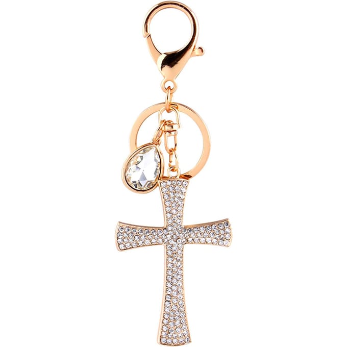 Kruis Kristal Strass Sleutelhanger Charm Hanger Portemonnee Tas Leuke Sleutelhanger HighQ beige