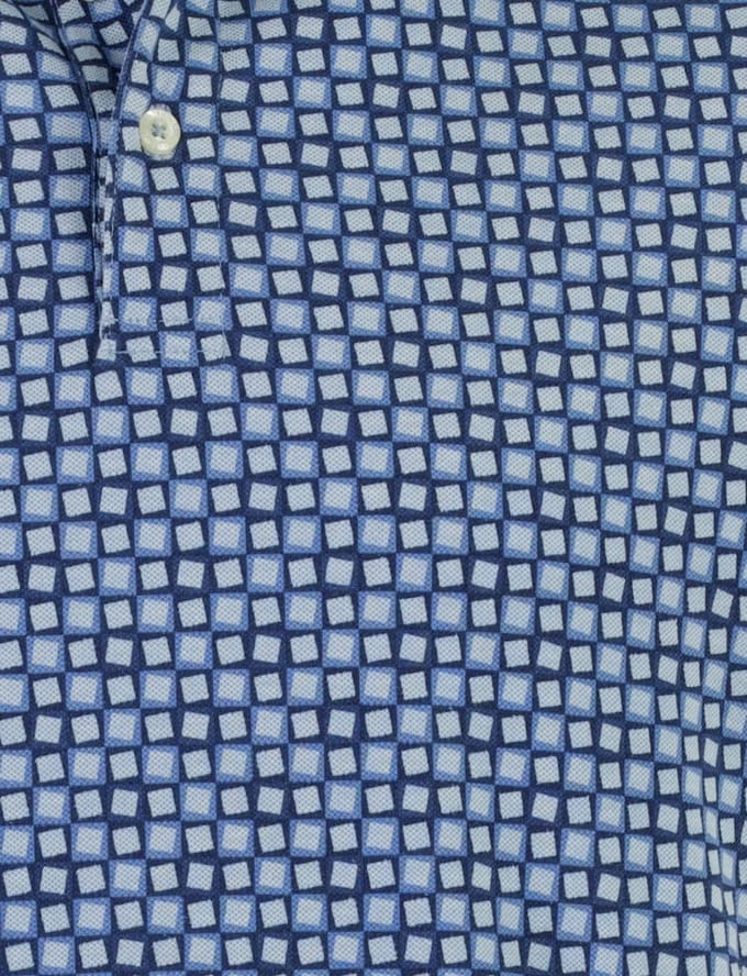 Baileys Polo Two-Tone Piqué Rotated Squares Fantasy Pattern Delft Blue / male