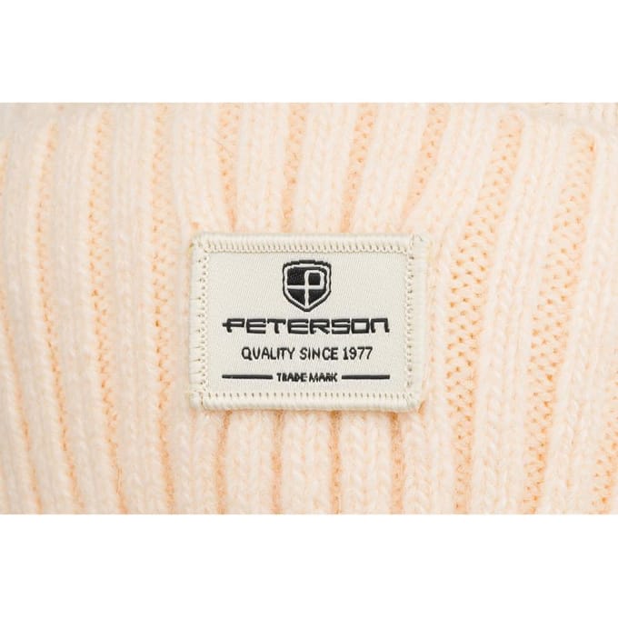 Peterson - Dames Muts - Beanie - Prążkowany Beż - Pompon