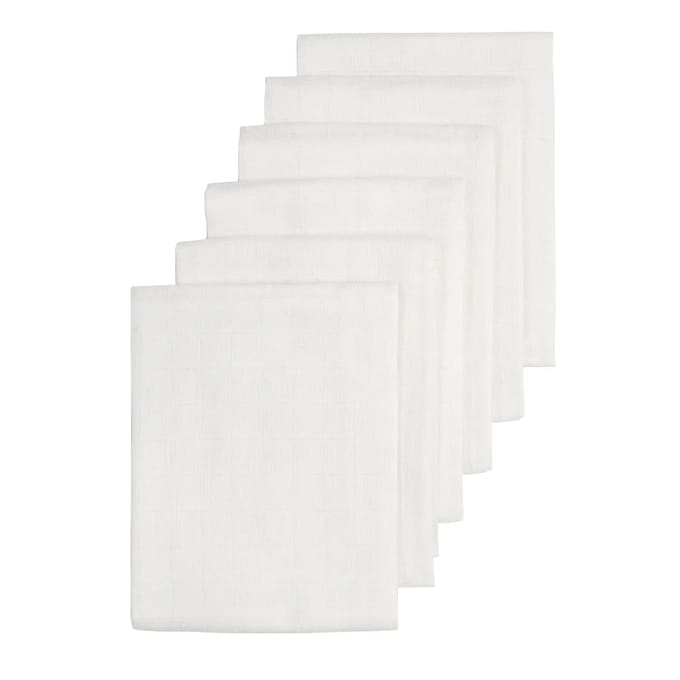 Meyco Baby Uni hydrofiele doeken - 6-pack - white - 70x70cm