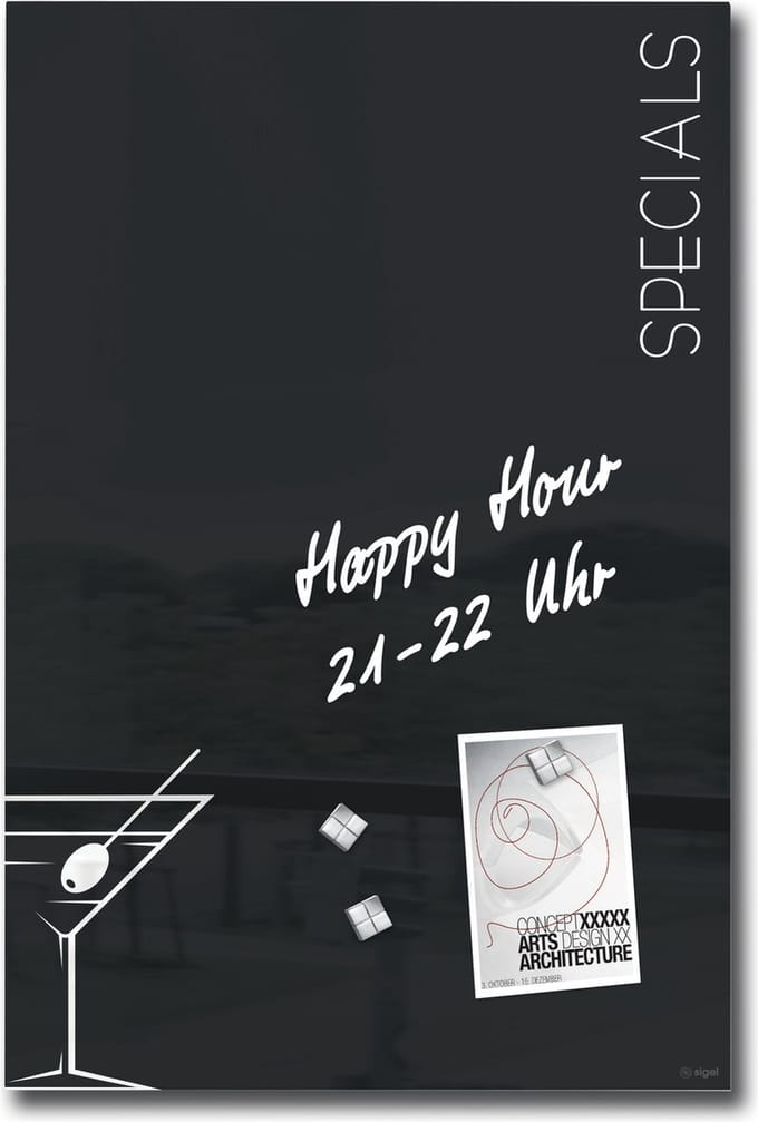 Sigel glasmagneetbord Artverum 40x60cm zwart Cocktail
