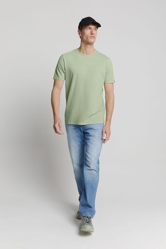 No Excess T-shirt Crewneck Stripes Mint Größe: M | Basic T-Shirts Outlet | Herren | Cyan