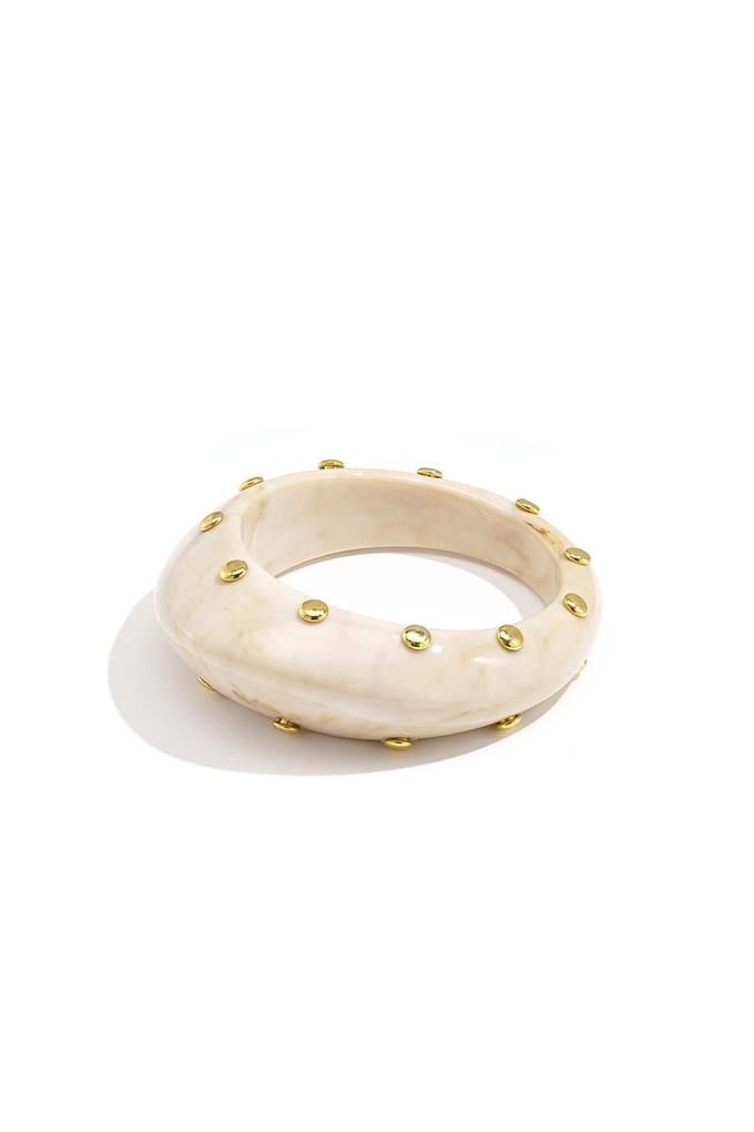Hars bangle armband met studs - Beige - Verkleurt niet - Cadeau - Goudlief.nl