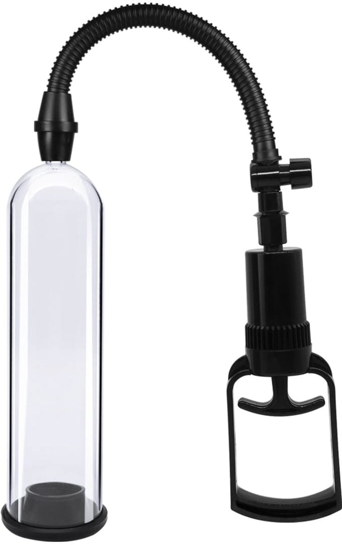 Essentials - Handmatige Penis Pomp met Sleeves - 21 cm - Transparant/Zwart
