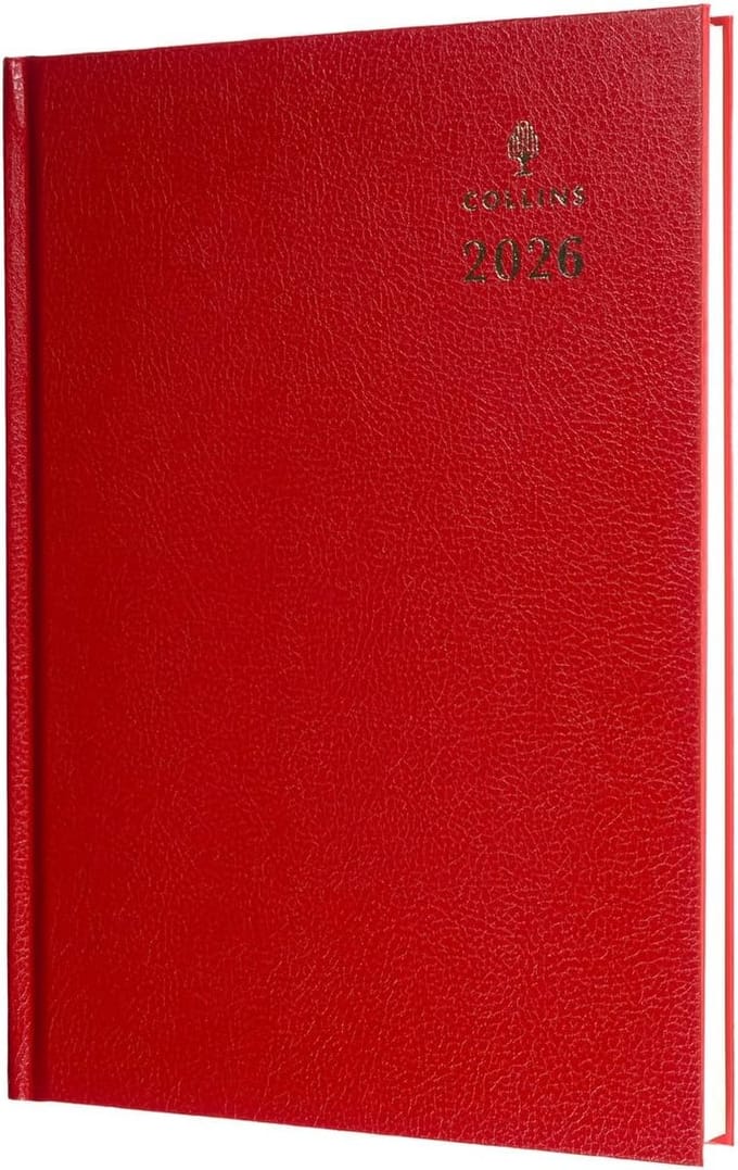 Bureau Jaarplanner - Dagboek Organizer - Professioneel Gebruik - Dag Per Pagina - A4 Formaat - Rood
