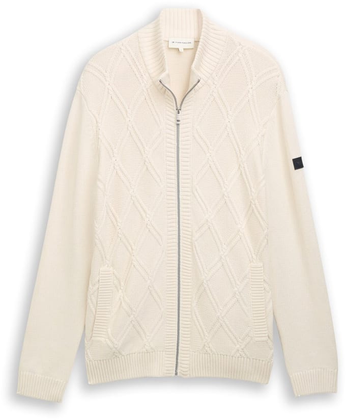 Tom Tailor - Gebreide vest met kabelpatroon - Maat S - Gardenia White