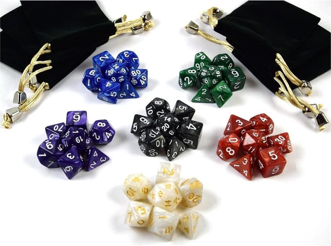 42 Polyhedrale Dobbelstenen Set voor RPG en Bordspellen met Opbergtassen