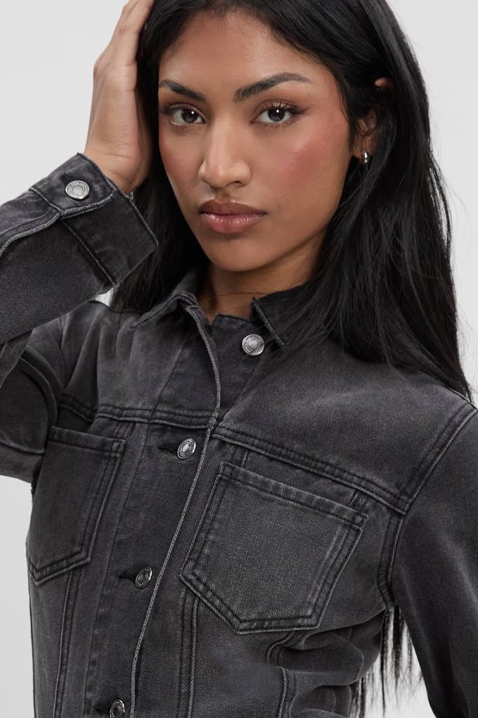 boohoo Dames Western Denim Minijurk | Washed Black | Maat: 12