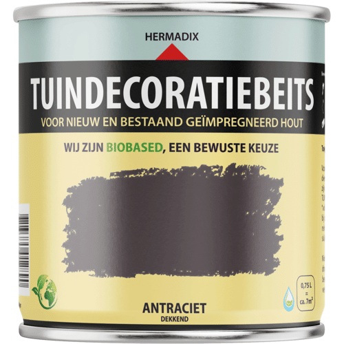 Hermadix tuindecoratiebeits dekkend antraciet - 2,5 liter