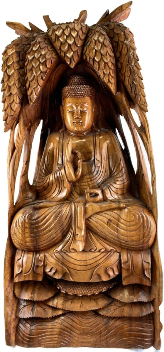 Houten buddha / Handgemaakt houten beeld / Indonesisch beeld