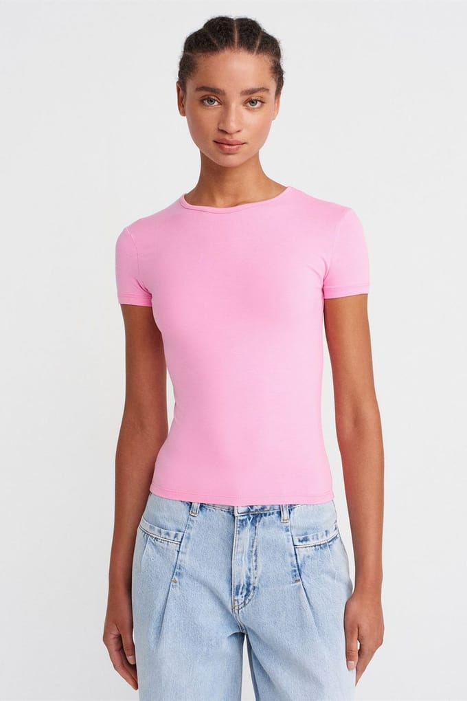 Dames Crop Slim-fit Crew Neck T-shirt